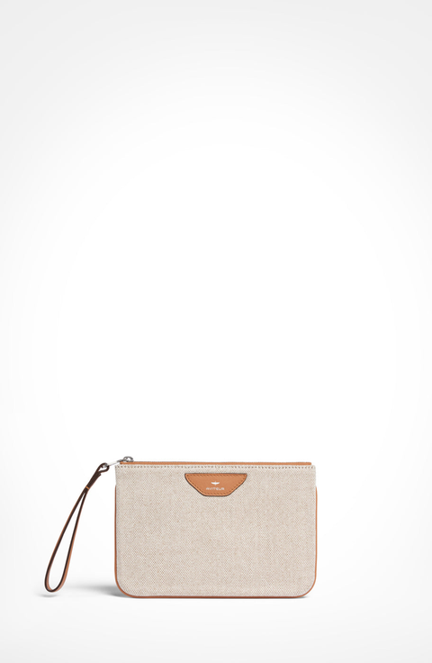 Canvas Leather Trim Travel Pouch