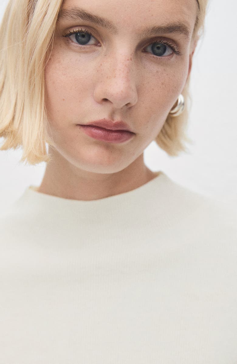 MANGO Fitted Mock Neck Sweater, Alternate, color, Ecru