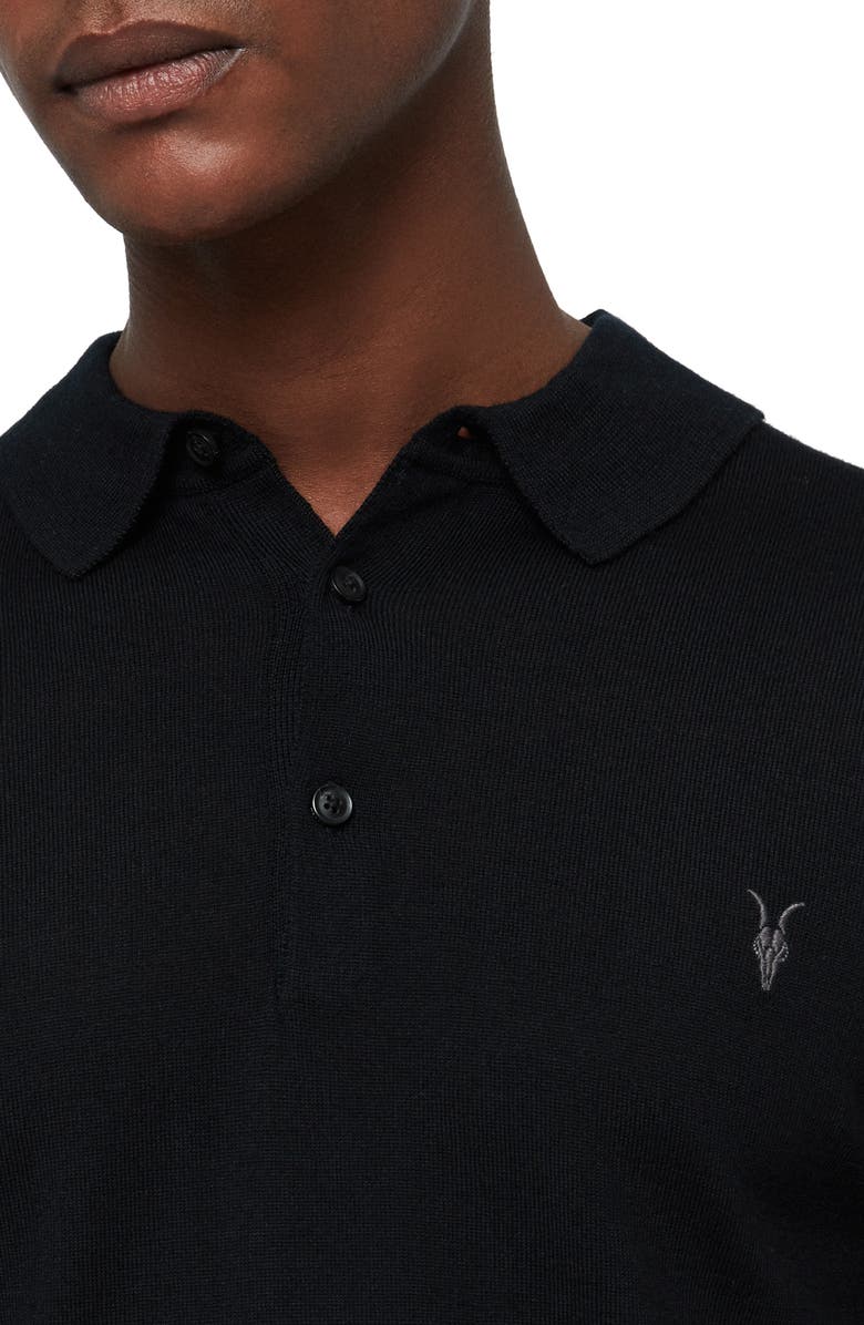 AllSaints Mode Long Sleeve Merino Wool Polo, Alternate, color, 