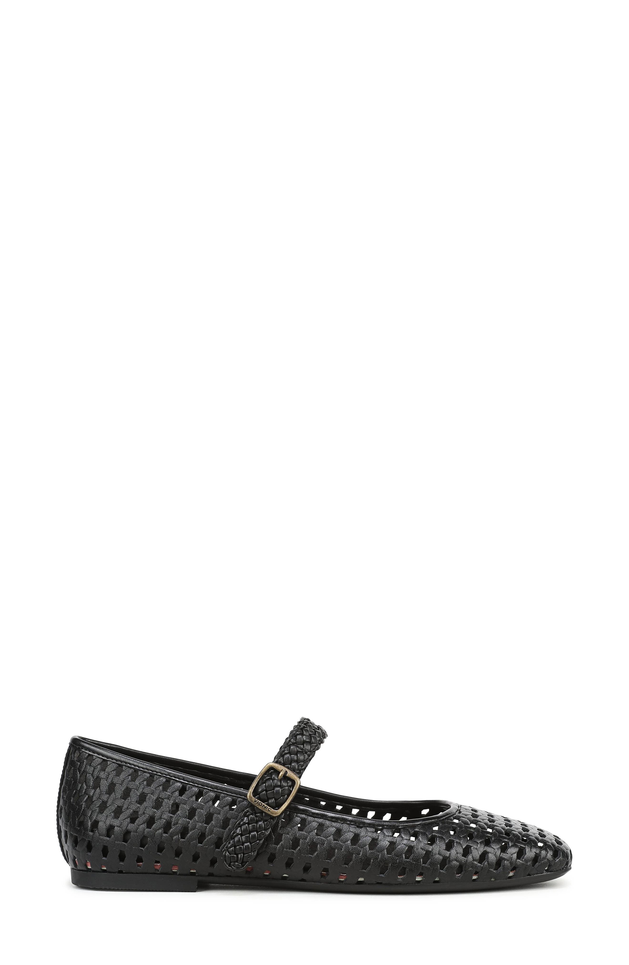Vionic Alameda Woven Mary Jane Flat, Alternate, color, Black