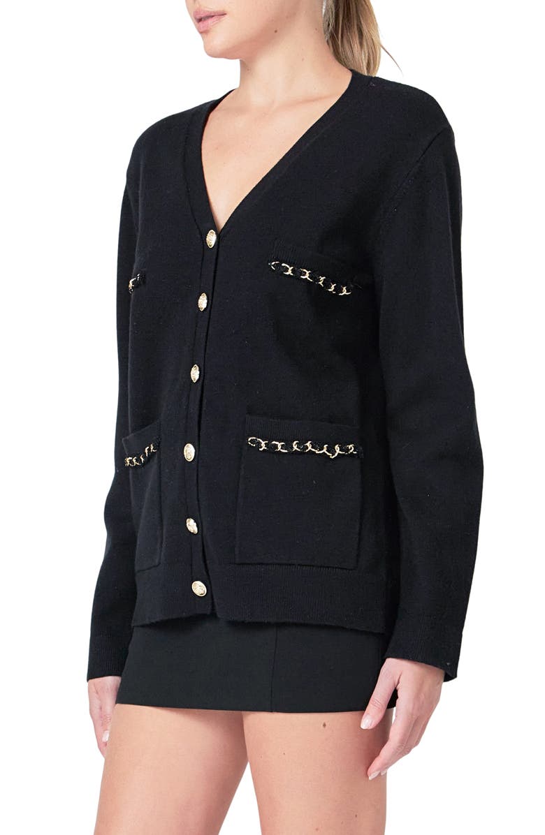 Endless Rose Chain Trim Oversize Cardigan, Alternate, color,