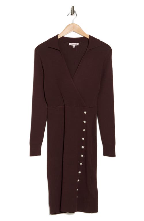 Nanette Lepore Nanette Surplice Sweaterdress In Bitter Chocolate