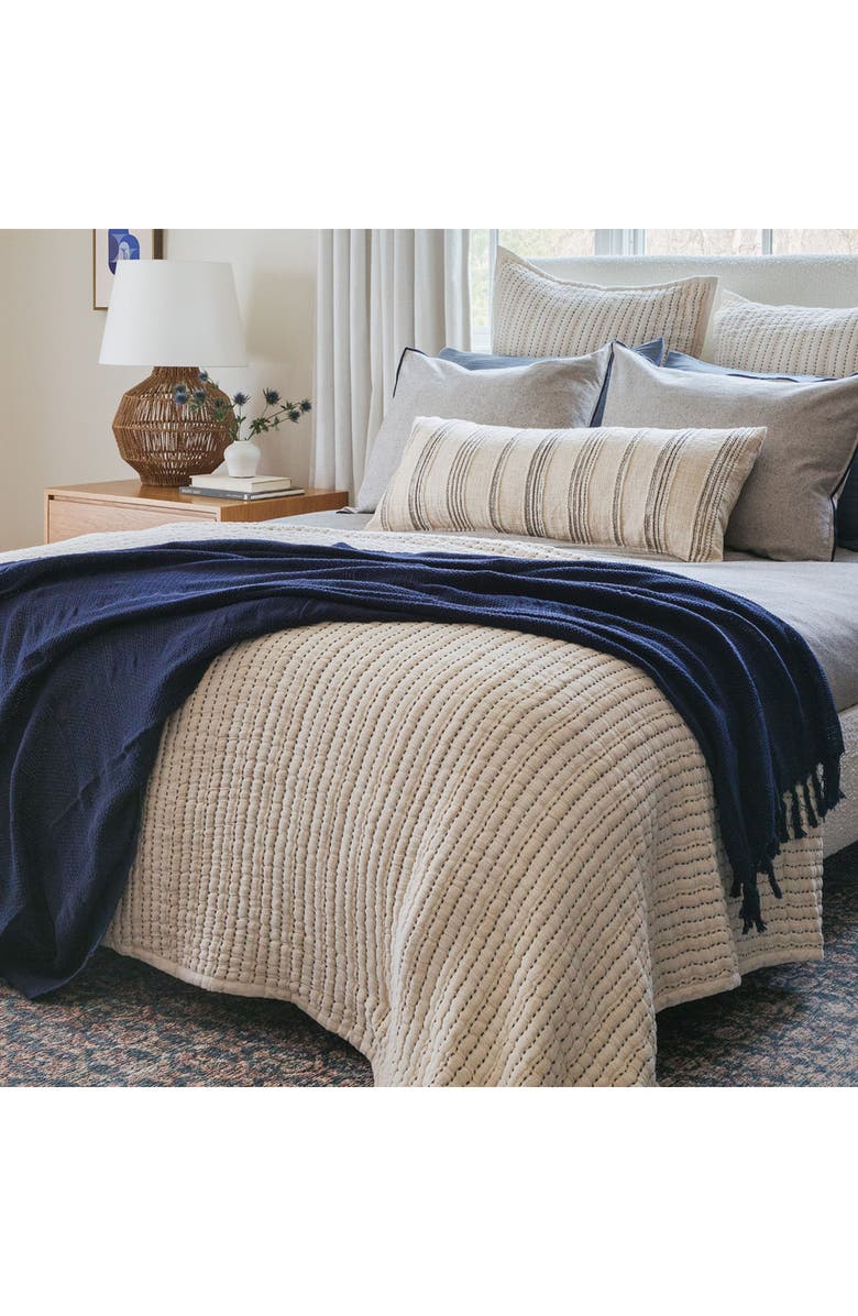 Crane Air Tide Stripe Lumbar Pillow, Alternate, color, Beige