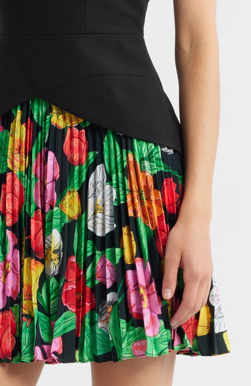 Milly Haddy Tulip Rosette Pleated Sleeveless Minidress In Black