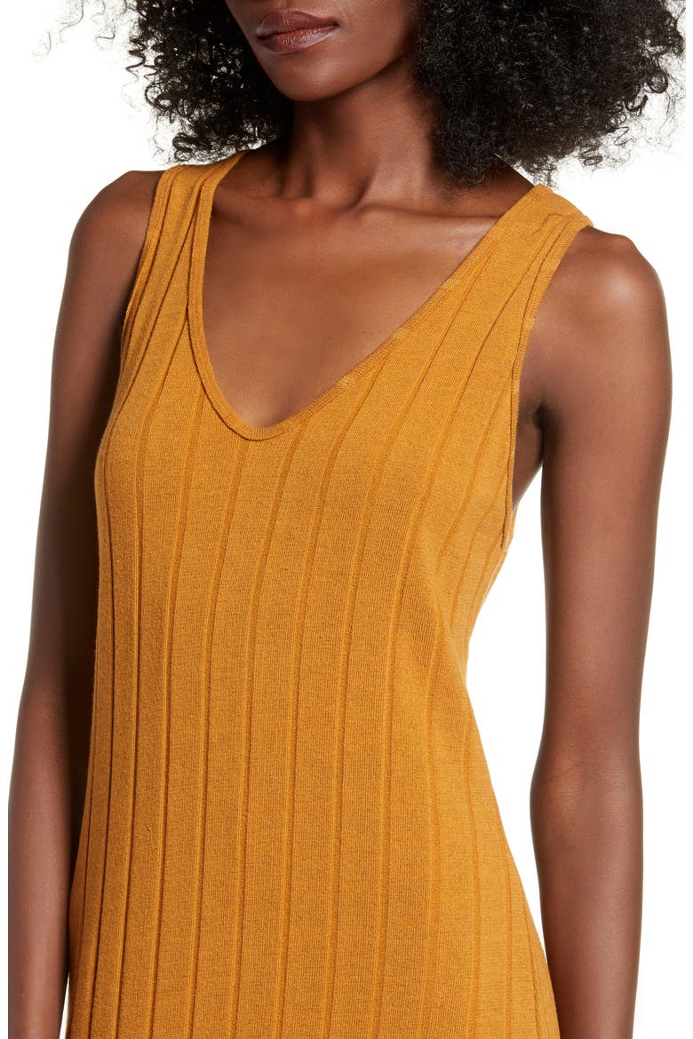 Ribbed Midi Dress, Alternate, color, CAMEL