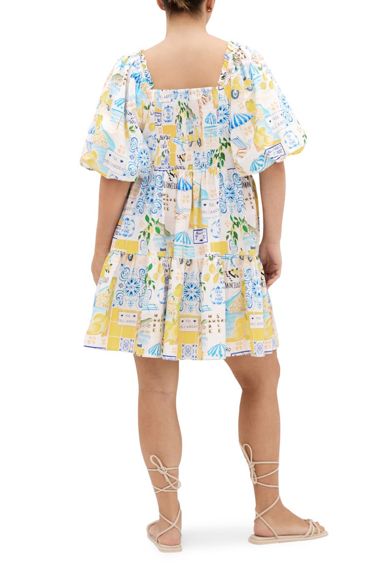 Fantasy Amalfi Print Tiered Minidress, Alternate, color, AMALFI COAST