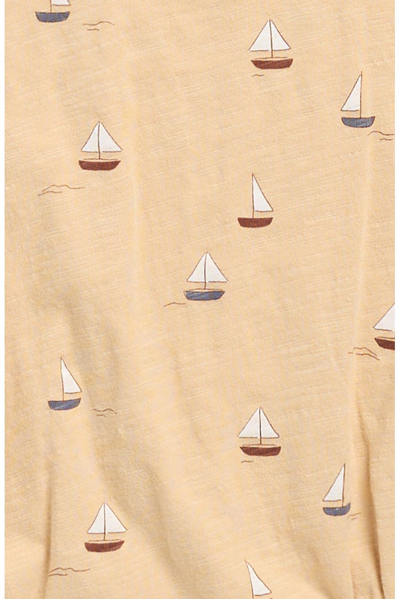 Sailboat Print Cotton Bubble Bodysuit, Alternate, color, BUTTERSCOTCH