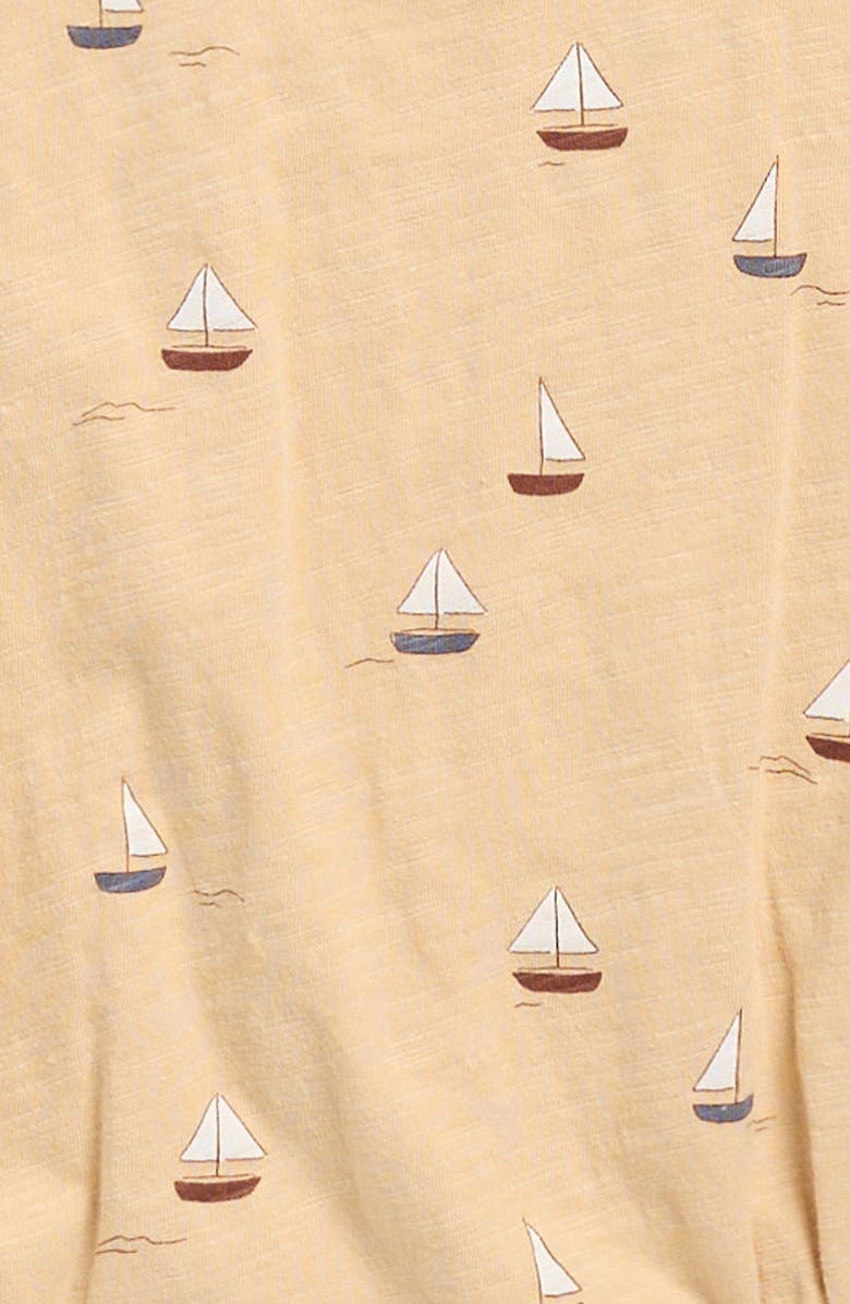 Rylee + Cru Sailboat Print Cotton Bubble Bodysuit, Alternate, color, Butterscotch