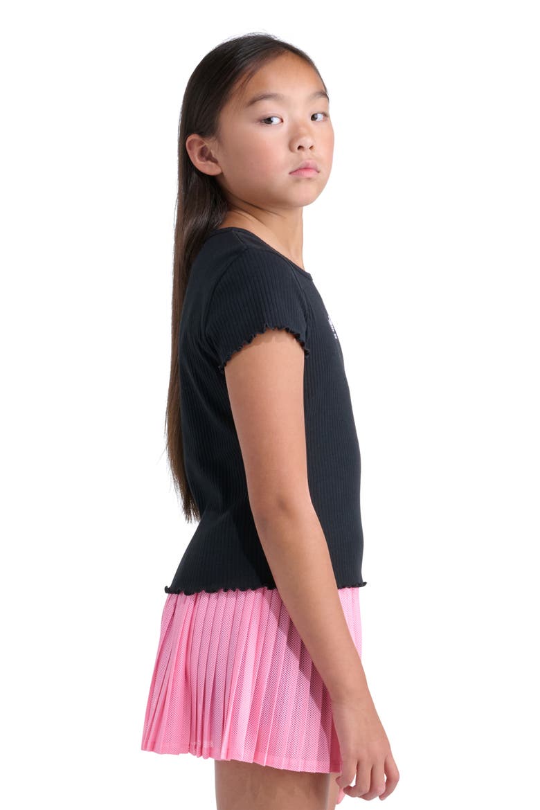 Kids' Lettuce Edge Cotton Rib T-Shirt, Alternate, color, BLACK