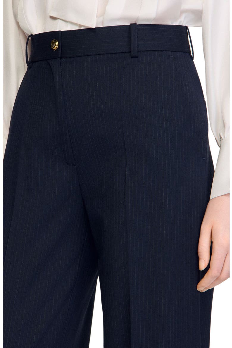 Minimal chalk-striped trousers, Alternate, color, Navy blue