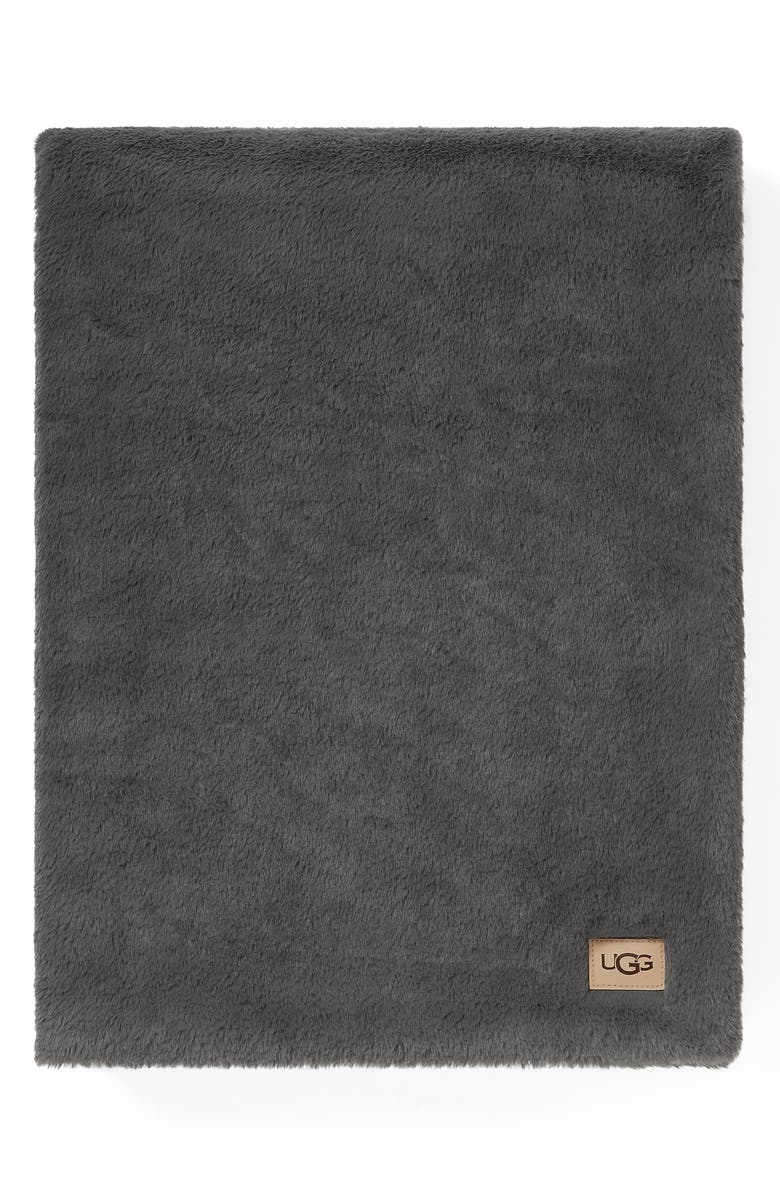 UGG<sup>®</sup> Marcella Faux Fur Throw Blanket, Main, color, Charcoal