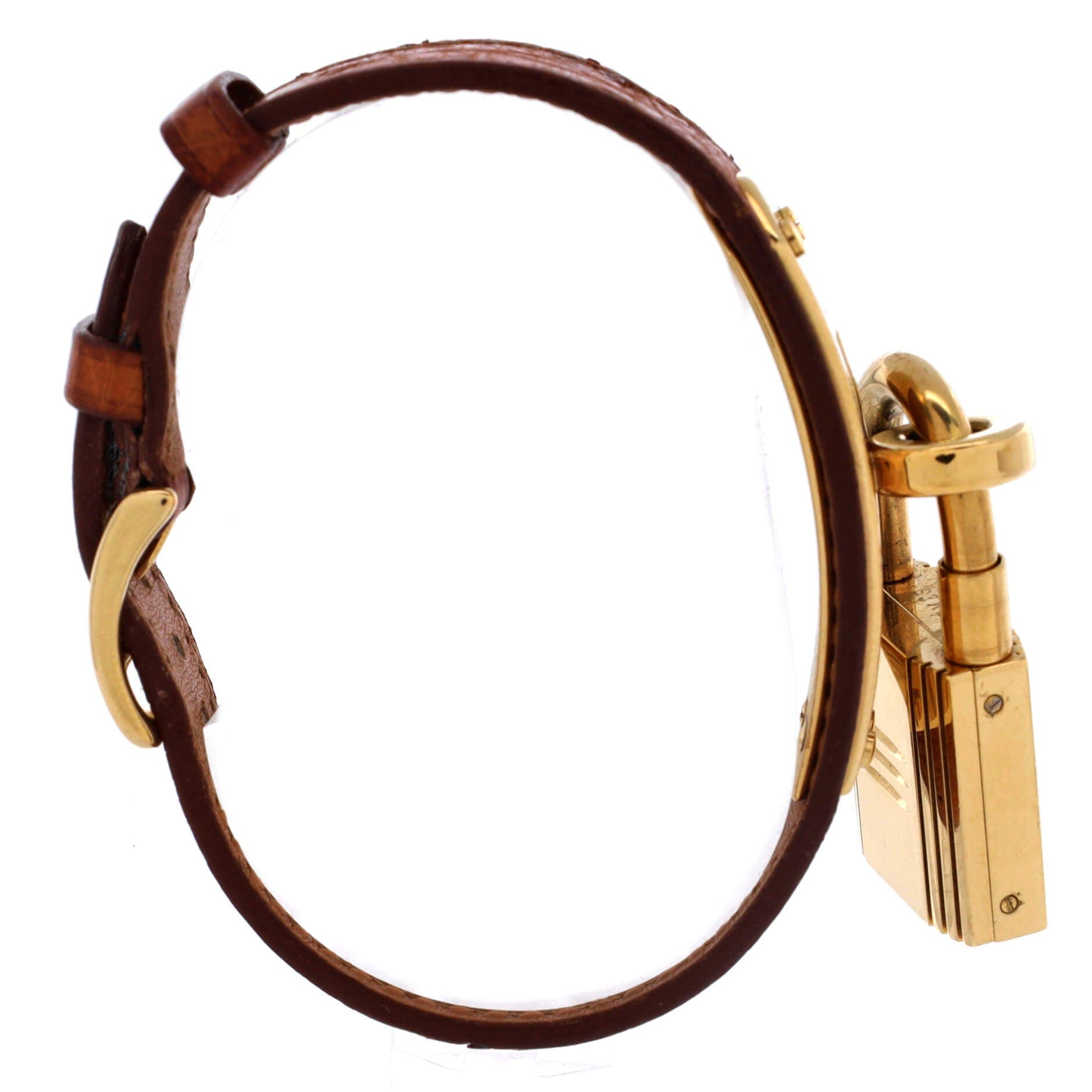 Pre-Owned Hermes Kelly Quartz Watch Plated Metal and Leather 20, Alternate, color, Gold