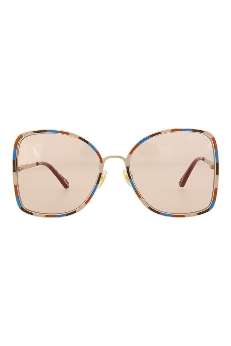 Chloe 60mm Square Sunglasses, Main, color, GOLD GOLD ORANGE