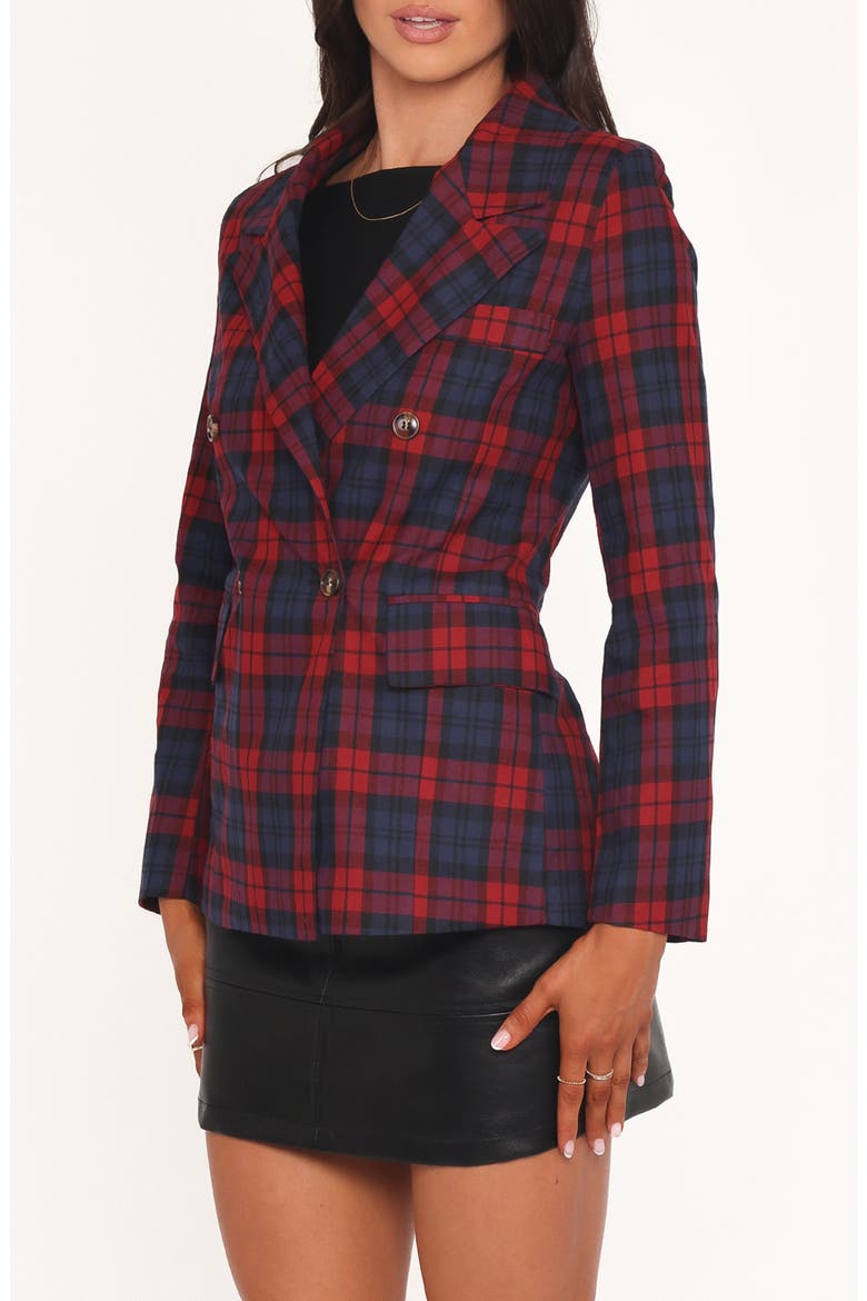 Juilette Plaid Double Breasted Blazer, Alternate, color, RED PLAID