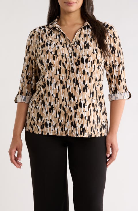 Abstract Print Jersey Top (Plus)