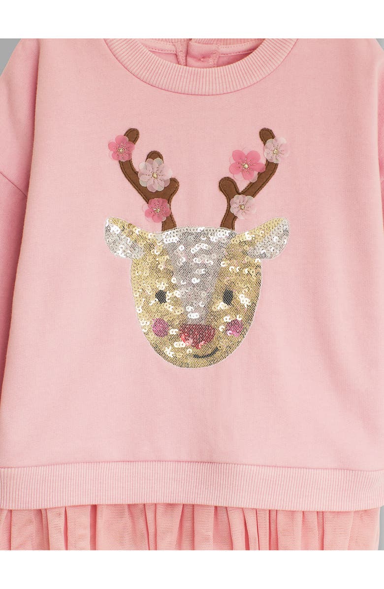 JOJO MAMAN BEBE Holiday Reindeer Tulle Accent Cotton Graphic Sweatshirt, Alternate, color, 
