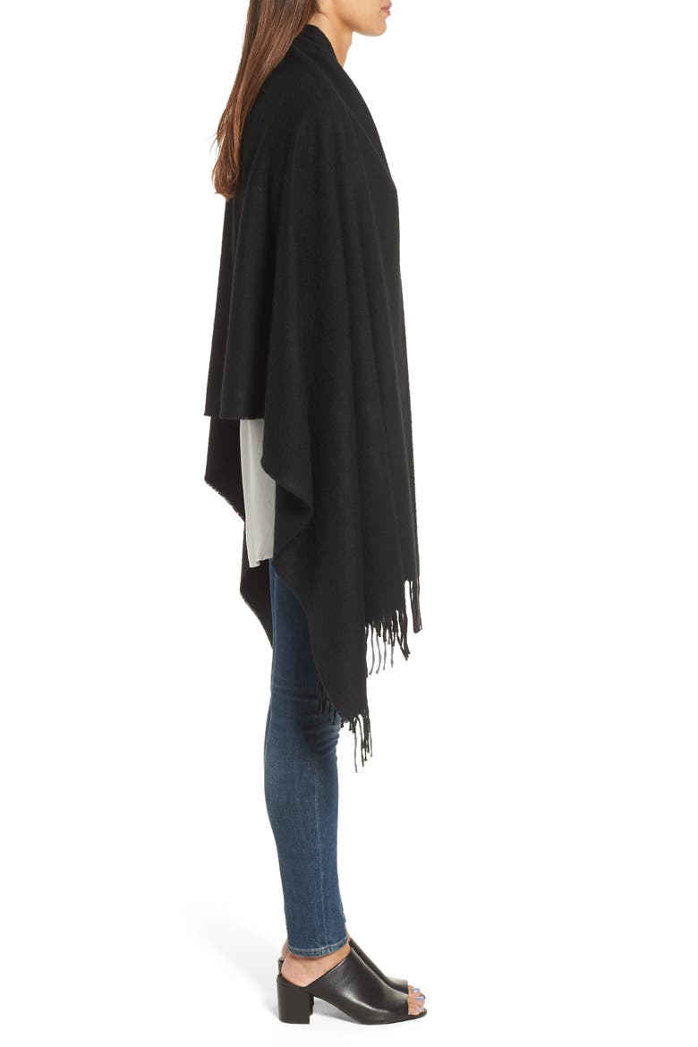 Oversize Cashmere Wrap, Alternate, color, BLACK