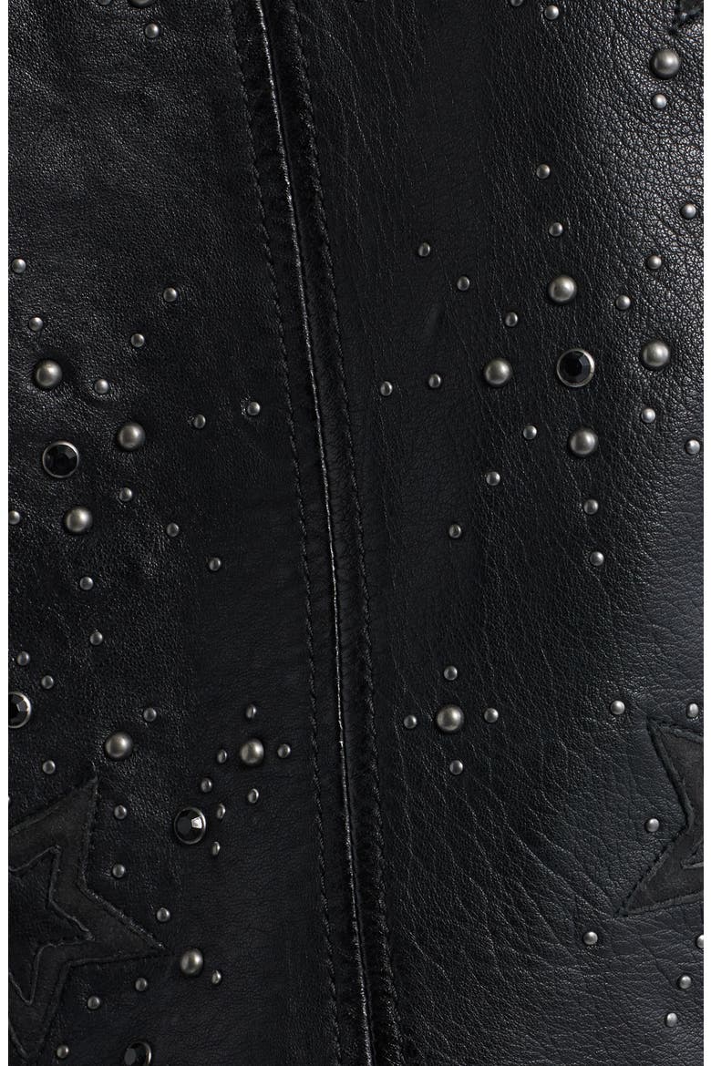 Morgan Studded Leather Moto Jacket, Alternate, color, BLACK