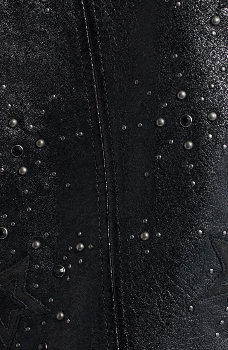 MAURITIUS Morgan Studded Leather Moto Jacket, Alternate, color, Black