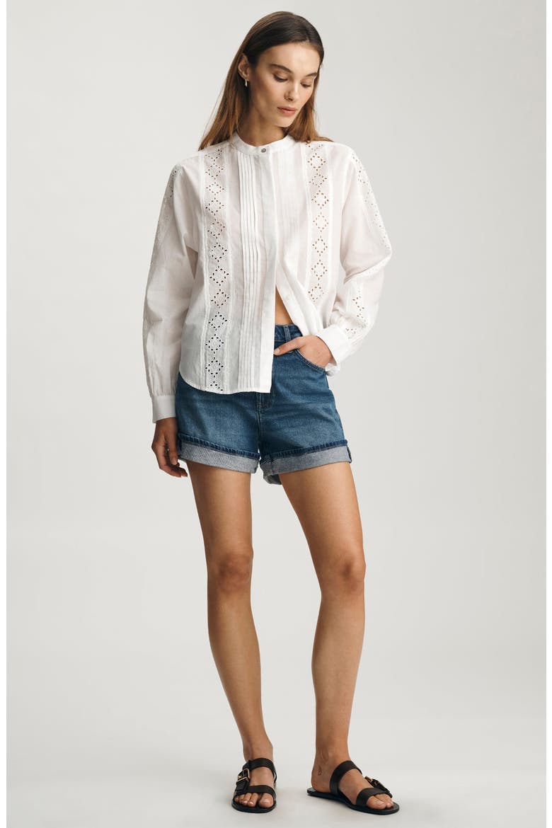 Pintuck & Eyelet Shirt, Alternate, color, WHITE