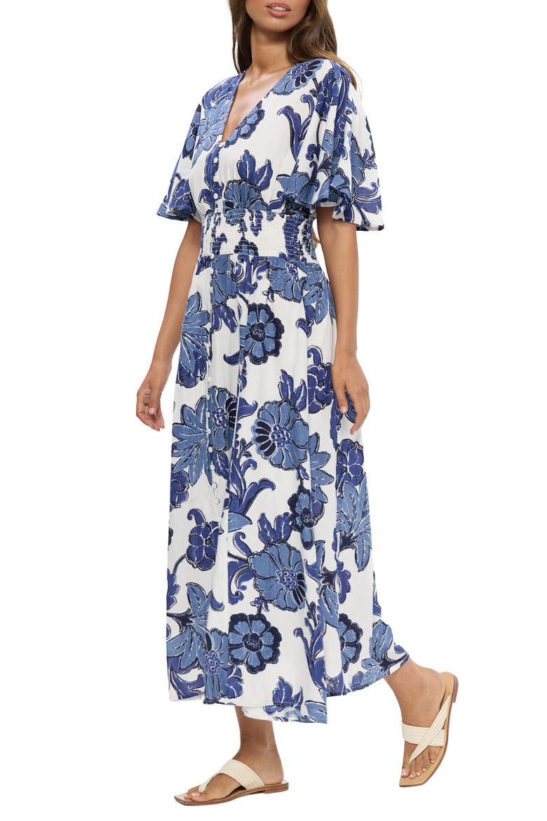 Harlow Floral Dress, Alternate, color, NAVY IBIZA