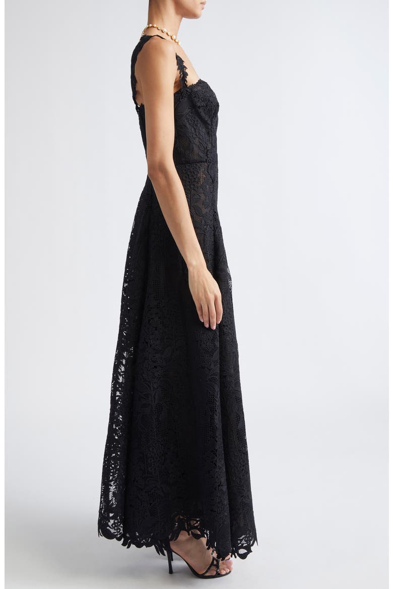 Foxgloves Sleeveless Guipure Lace Gown, Alternate, color, BLACK