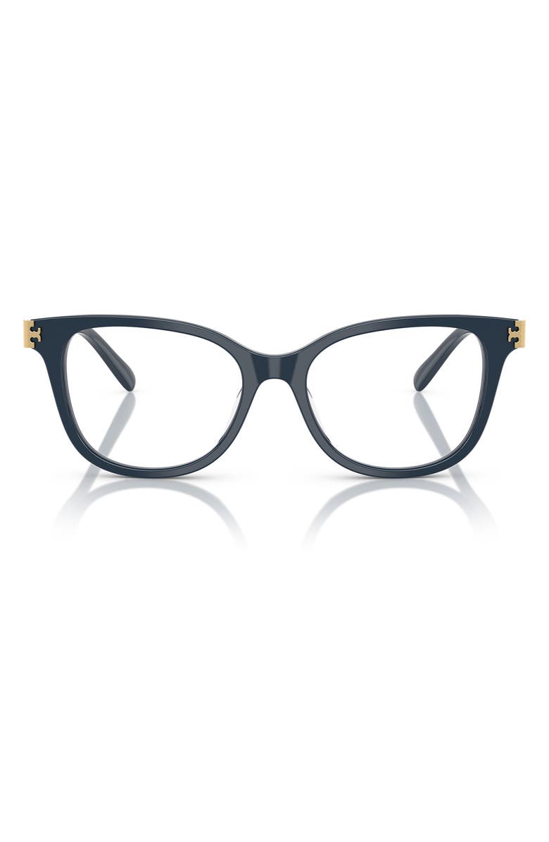 Tory Burch 51mm Square Optical Glasses, Main, color, Navy
