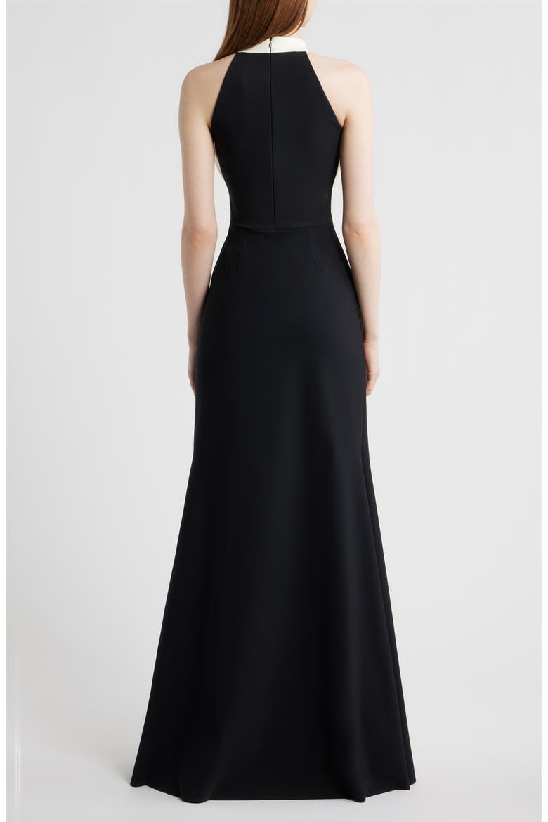 Warda Pleated Trumpet Gown, Alternate, color, BLACK/ CREAM