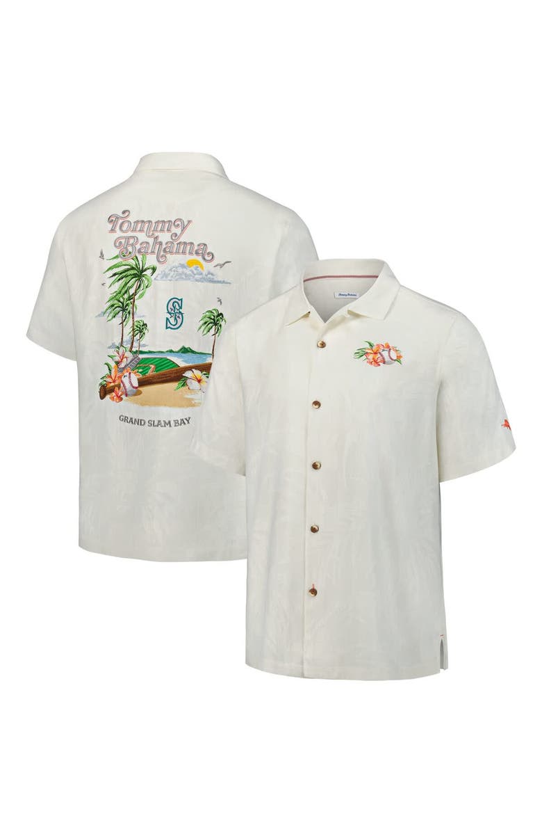 Tommy Bahama Men's Tommy Bahama White Seattle Mariners Grand Slam Bay Camp Button-Up Shirt, Alternate, color, White