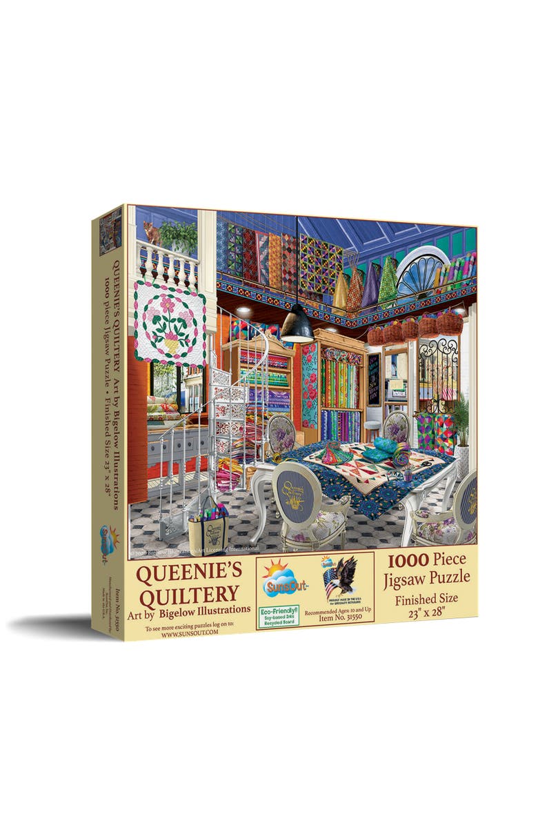 Sunsout Queenie's Quiltery 1000 piece Jigsaw Puzzle for Adults, Main, color, Multicolor