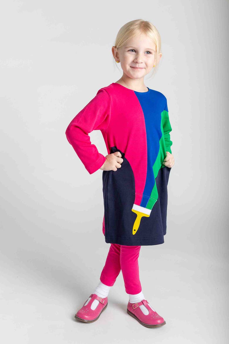 Knit Dress With Paintbrush, Alternate, color, Navy Multicolor
