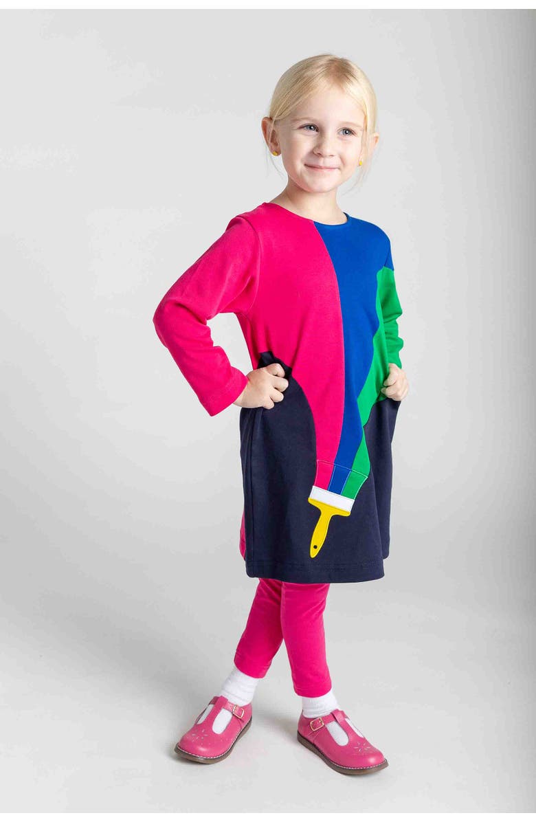 Florence Eiseman Knit Dress With Paintbrush, Alternate, color, Navy Multicolor