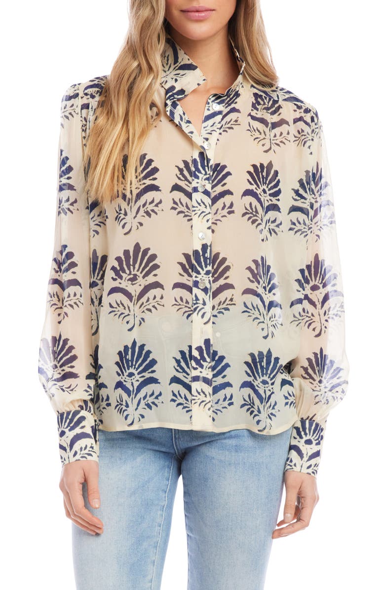 FIFTEEN TWENTY Shirred Button-Up Blouse, Main, color,