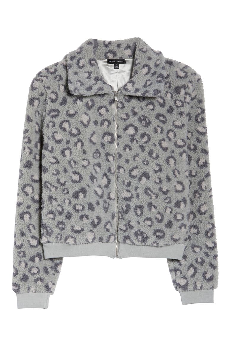 All Time Faux Fur Bomber Jacket, Alternate, color, GRAY LEOPARD