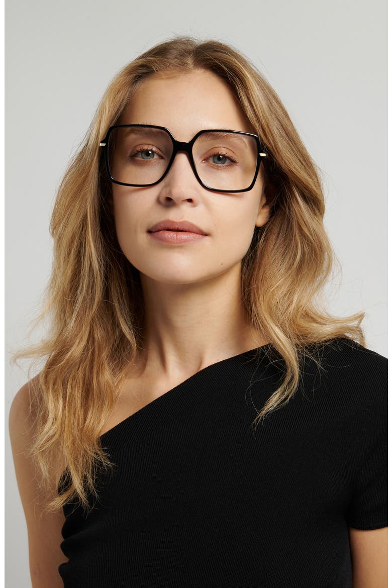57mm Square Optical Glasses, Alternate, color, BLACK