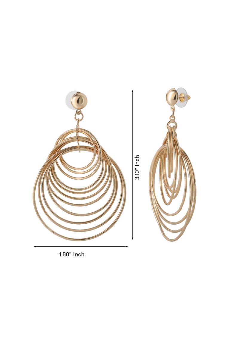 Multi Hoop Drop Earrings Yellow Gold-Tone, Statement Hoops, Alternate, color, Gold-Tone