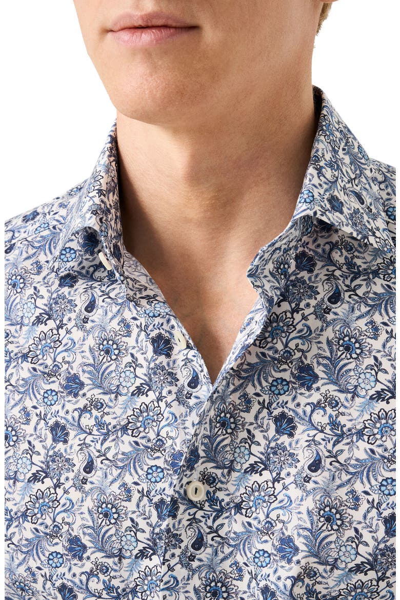 Slim Fit Paisley Print Cotton Dress Shirt, Alternate, color, MEDIUM BLUE