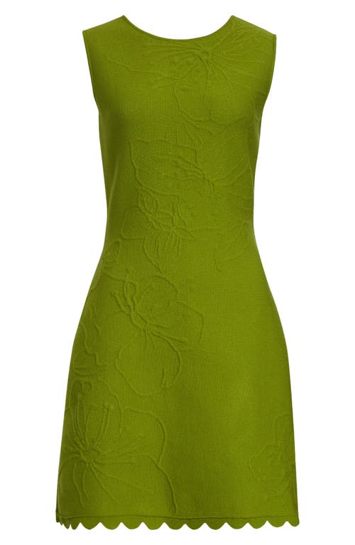 Oscar De La Renta Cherry Blossom Embossed Sleeveless Dress