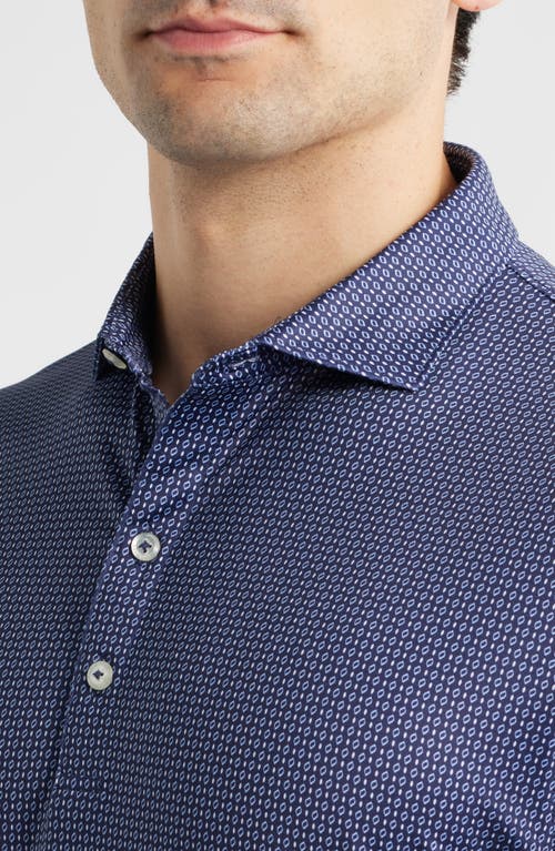 Johnnie-o Connors Geo Print Performance Jersey Polo In Blue