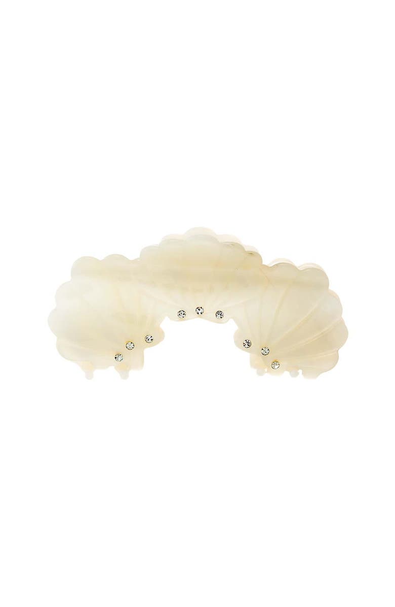 BY ADINA EDEN Rhinestone Embellished Triple Shell Curved Claw Clip, Main, color, White
