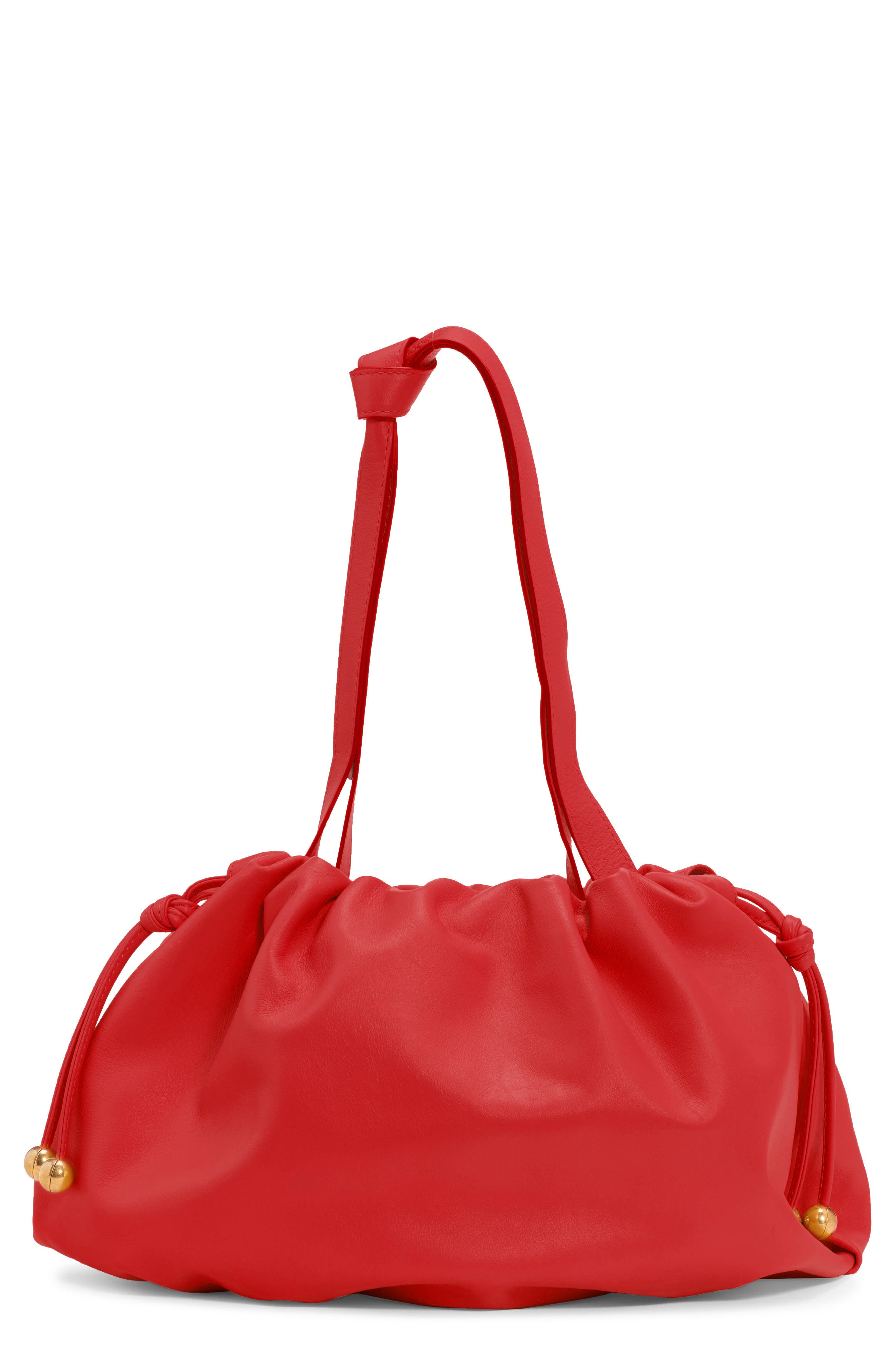 The Medium Bulb Leather Bag, Main, color, CHILI/ SILVER