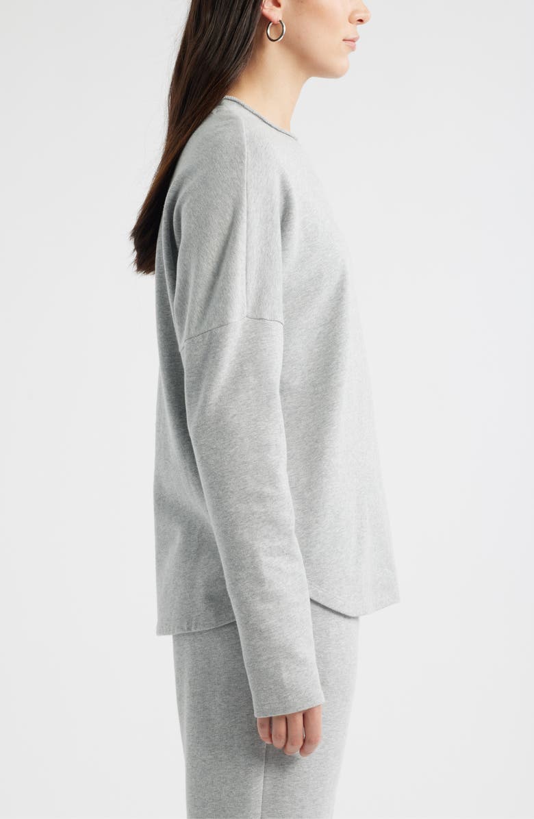 Caslon<sup>®</sup> Roll Crewneck Terry Sweatshirt, Alternate, color, Grey Heather