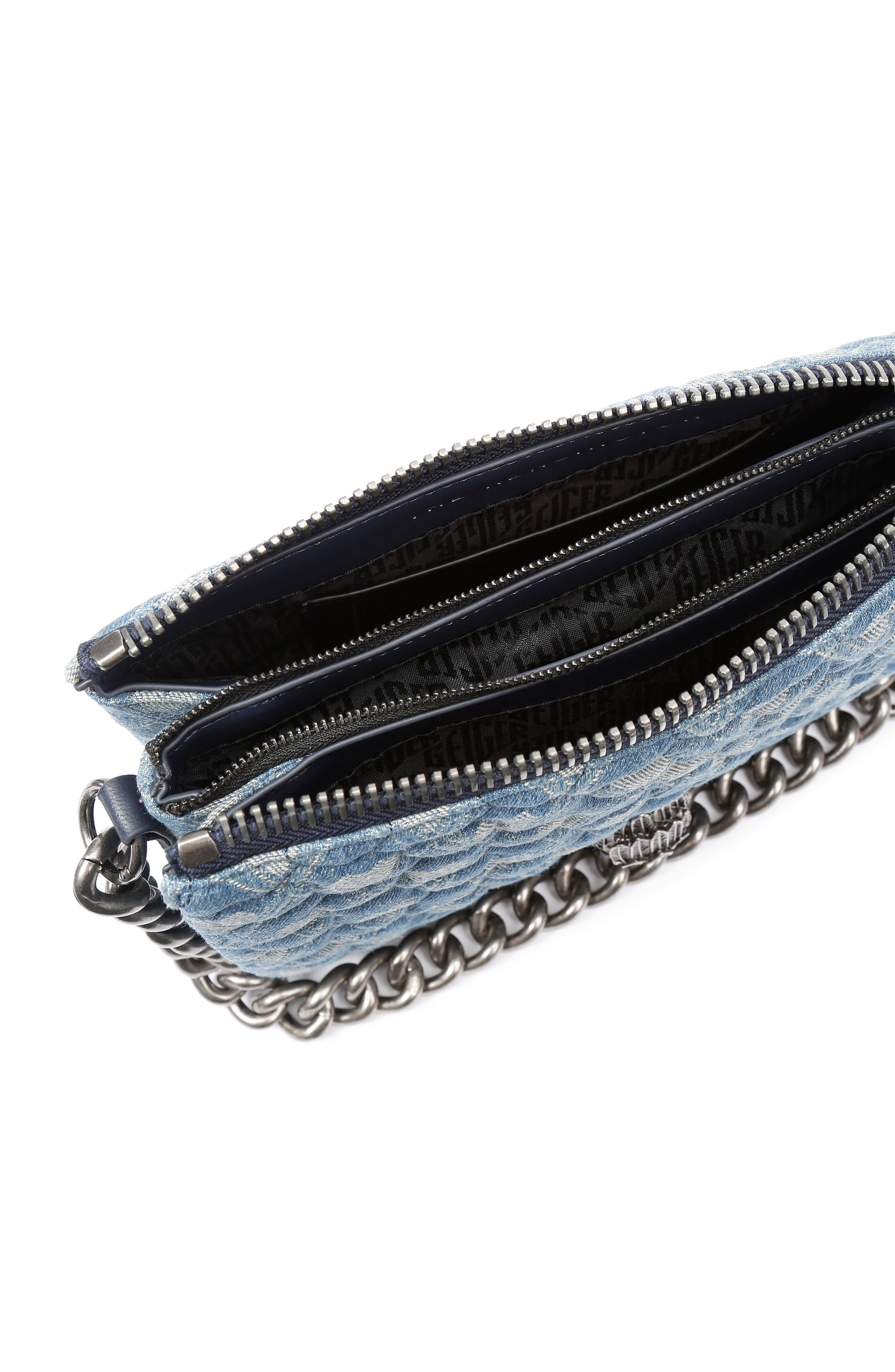 Kurt Geiger London Kensington Puff Quilted Denim Pouch Shoulder Bag, Alternate, color, Dark Blue