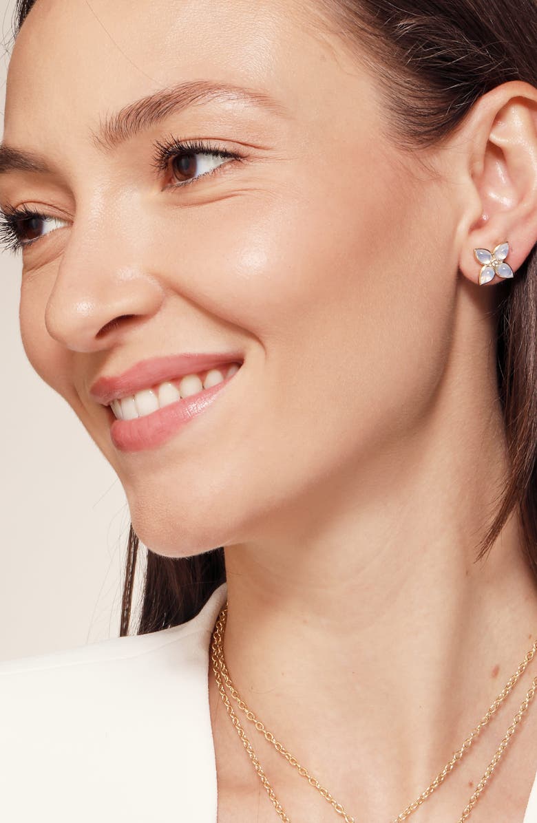 SYNA Bloom Mini Florae Studs, Alternate, color, Moon Quartz