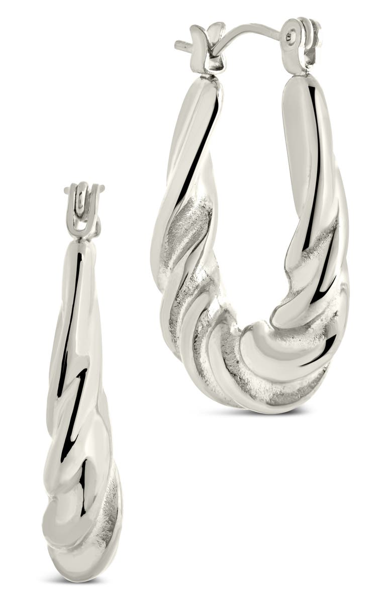 Sterling Forever Elena Twisted Tube Hoop Earrings, Alternate, color, Silver