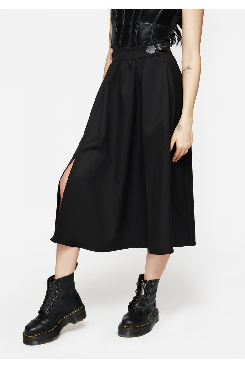 Nightingale Buckled Midi Skirt, Alternate, color, Black