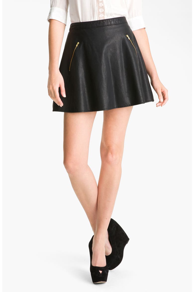 Faux Leather Skirt, Main, color, BLACK