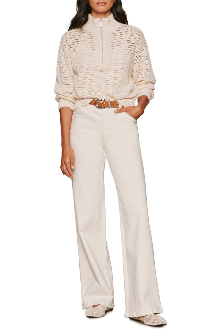 Open Stitch Half-Zip Cotton Blend Sweater, Alternate, color, COLLAGEN