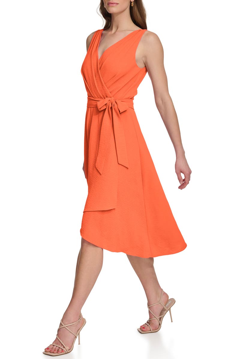 DKNY Faux Wrap Gauze Dress, Alternate, color, Tigerlily