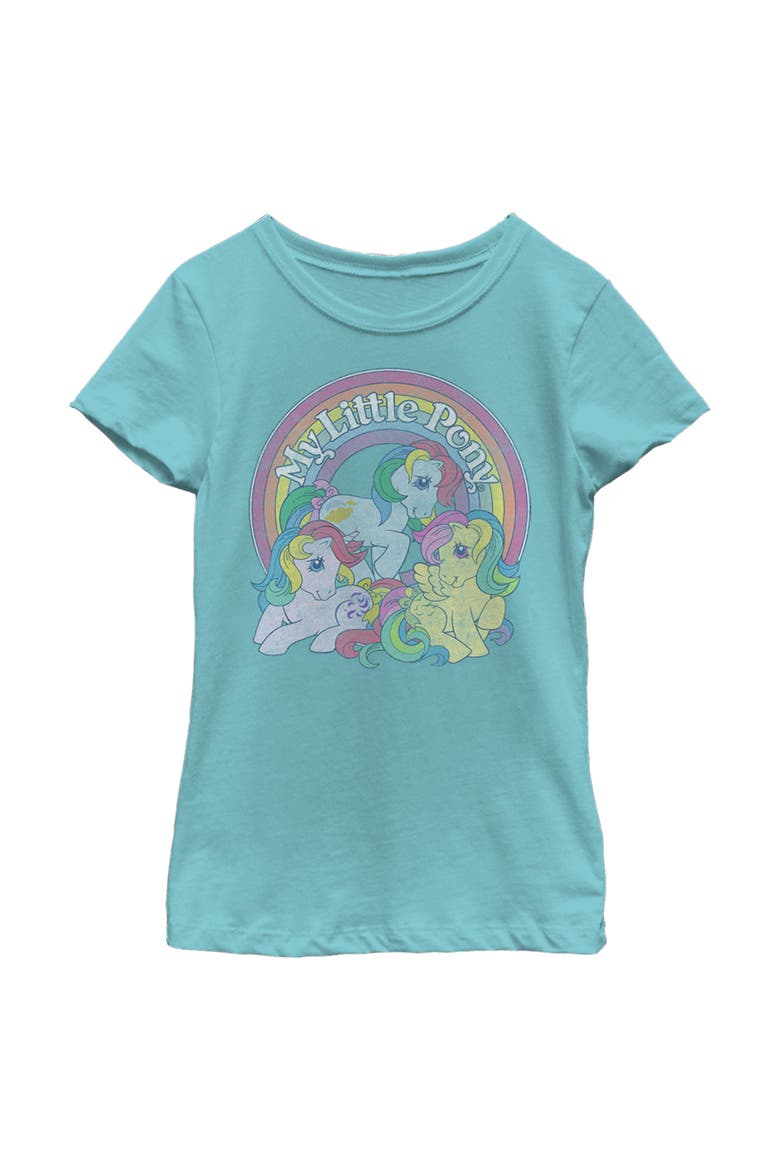 Girl's My Little Pony Retro Rainbow Friends  Graphic T-Shirt, Main, color, Tahiti Blue